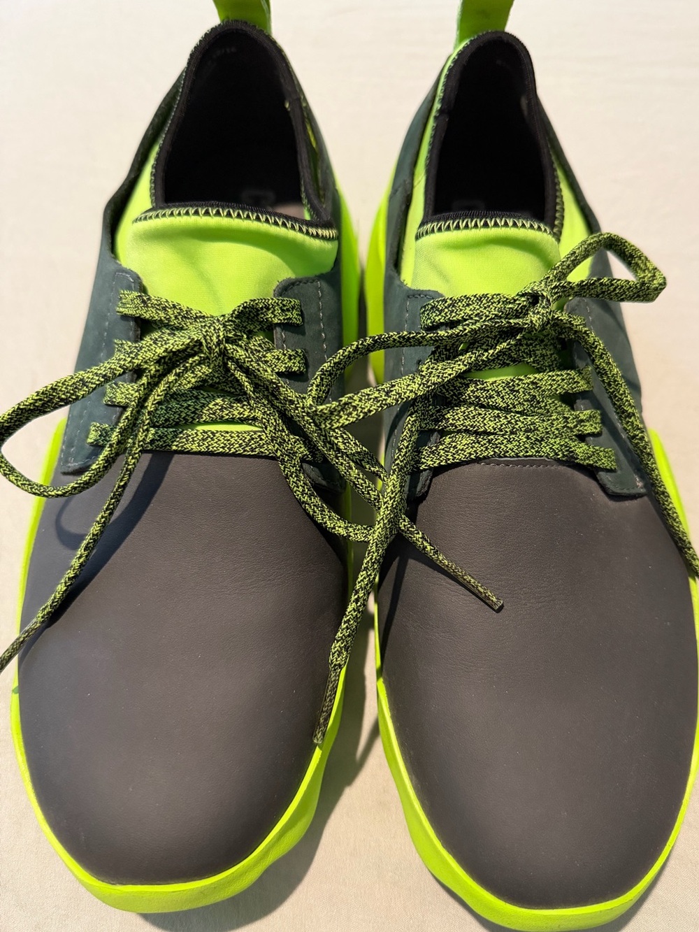 Camper, Women Neon Green and Gray Casual Lace-Up Shoes, size 39